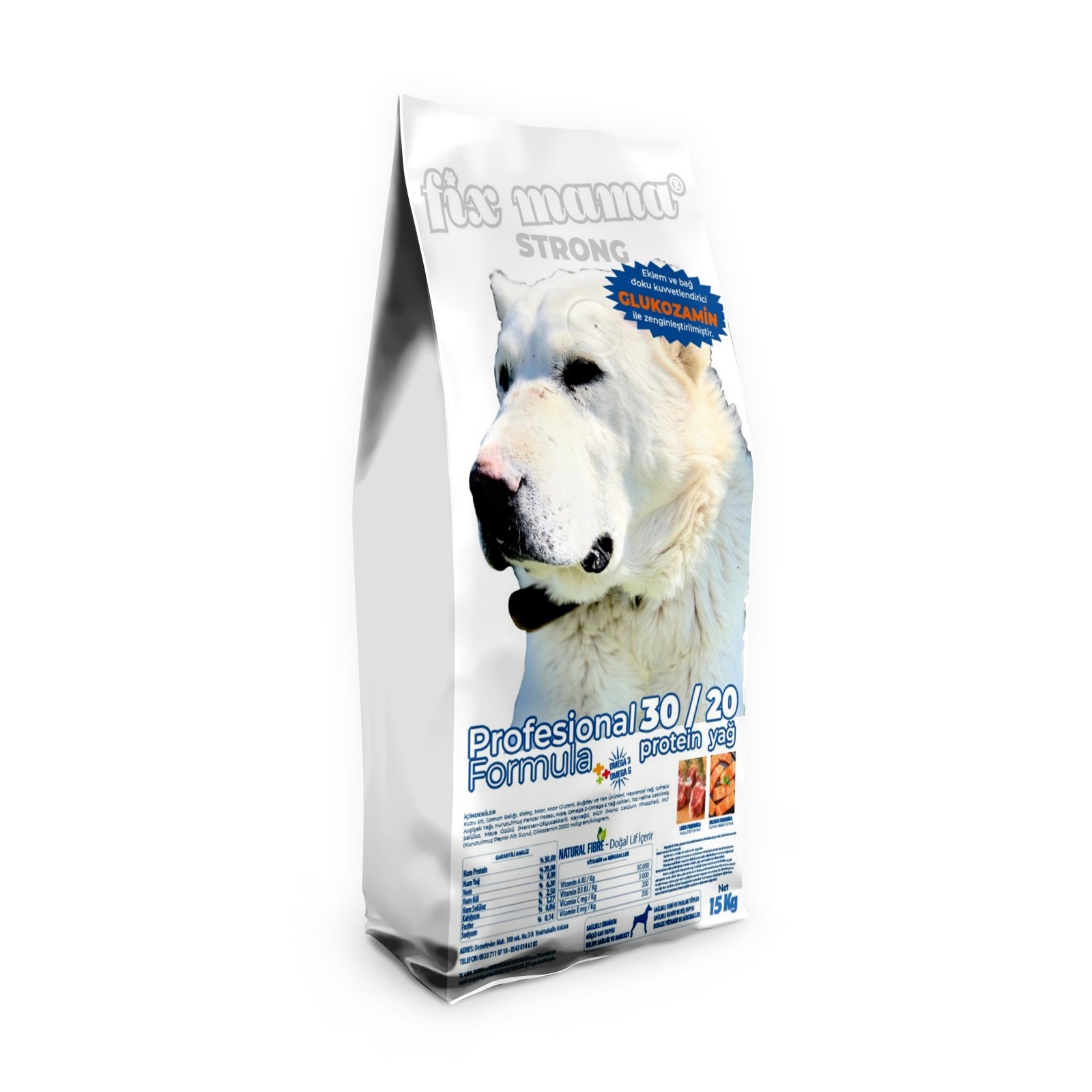 FixMama Strong 30/20 (Glukozamin) Kuzu Etli ve Somon Balıklı Yetişkin Köpek Maması 15 Kg.